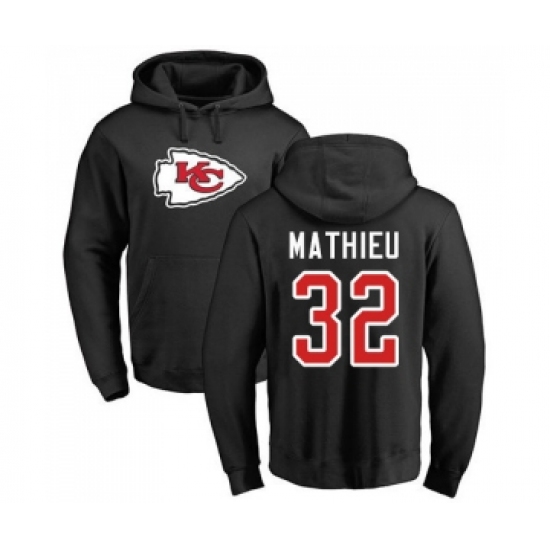 Football Kansas City Chiefs #32 Tyrann Mathieu Black Name & Number Logo Pullover Hoodie