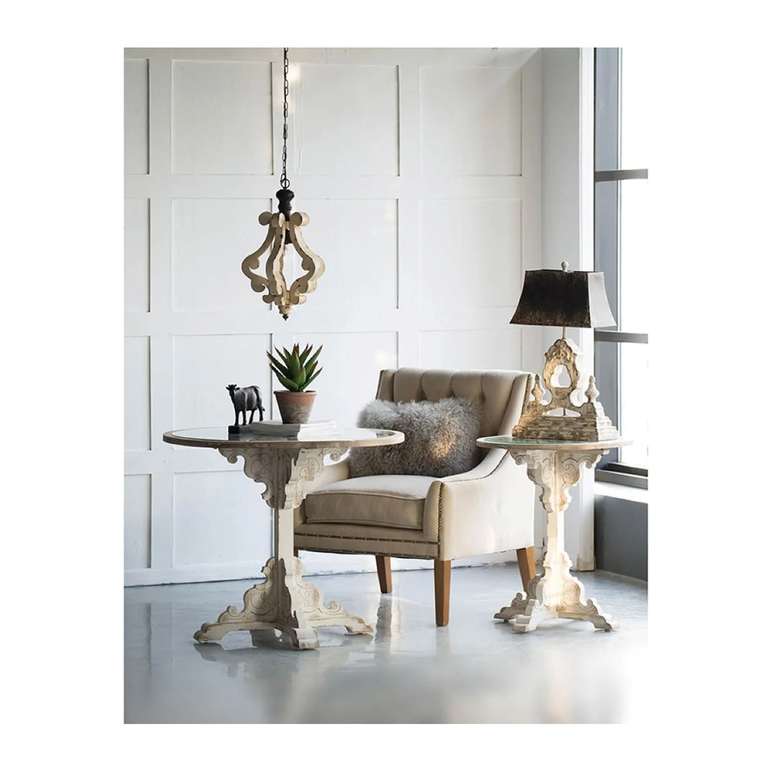 CC Home Furnishings Distressed Antique 1-Light Chandelier - 84