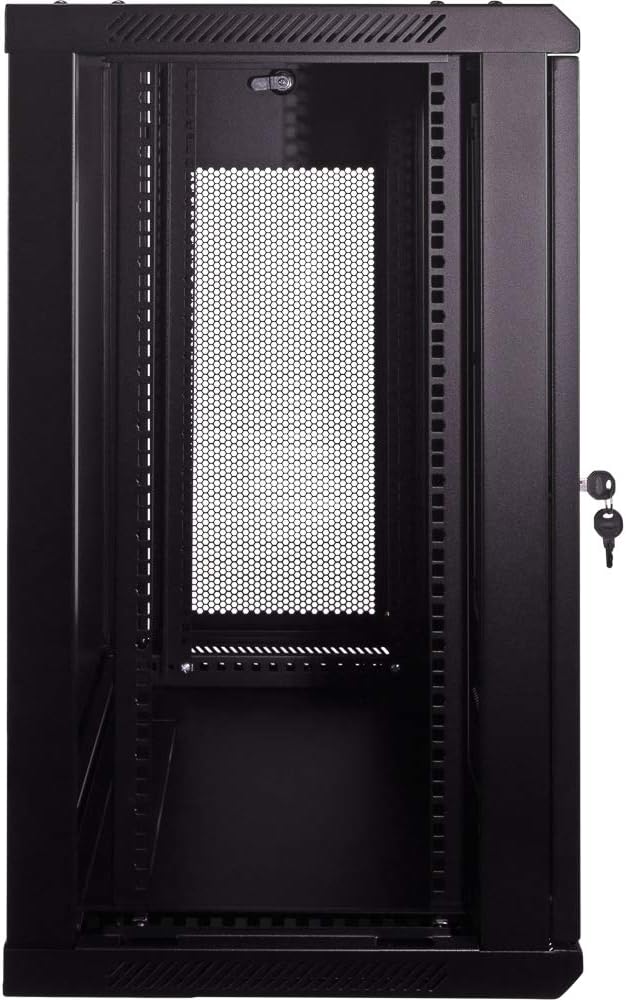 NavePoint 15U Deluxe IT Wallmount Cabinet Enclosure 19-Inch Server Network Rack with Locking Perforated Door 16-Inches Deep Black