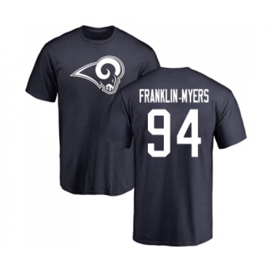 Football Los Angeles Rams #94 John Franklin-Myers Navy Blue Name & Number Logo T-Shirt