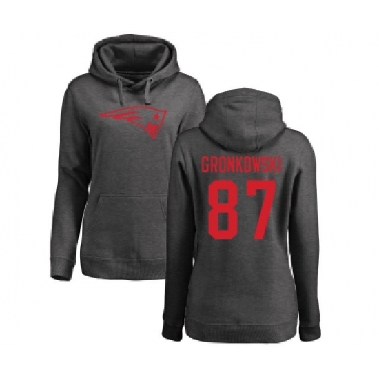 Football Women's New England Patriots #87 Rob Gronkowski Ash One Color Pullover Hoodie