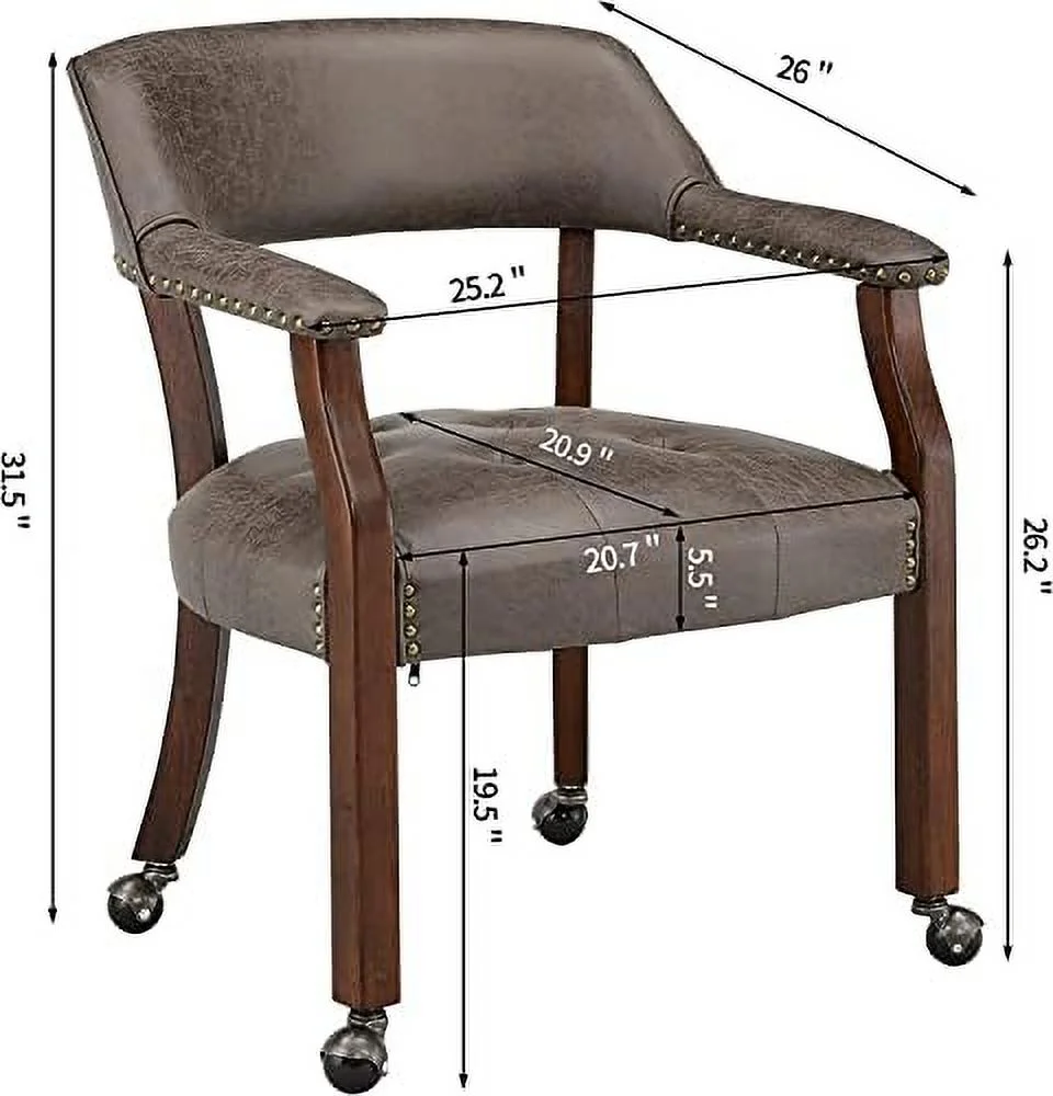 WTYNKAE Dining Chair with Casters  Kitchen Table Chair with Caster & Arms  Roller Poker Table Chairs with Wheels  Wood Captains Game Table Rolling Chairs(Cherry&Purplish Blue 1533 - Curated Treasures Market