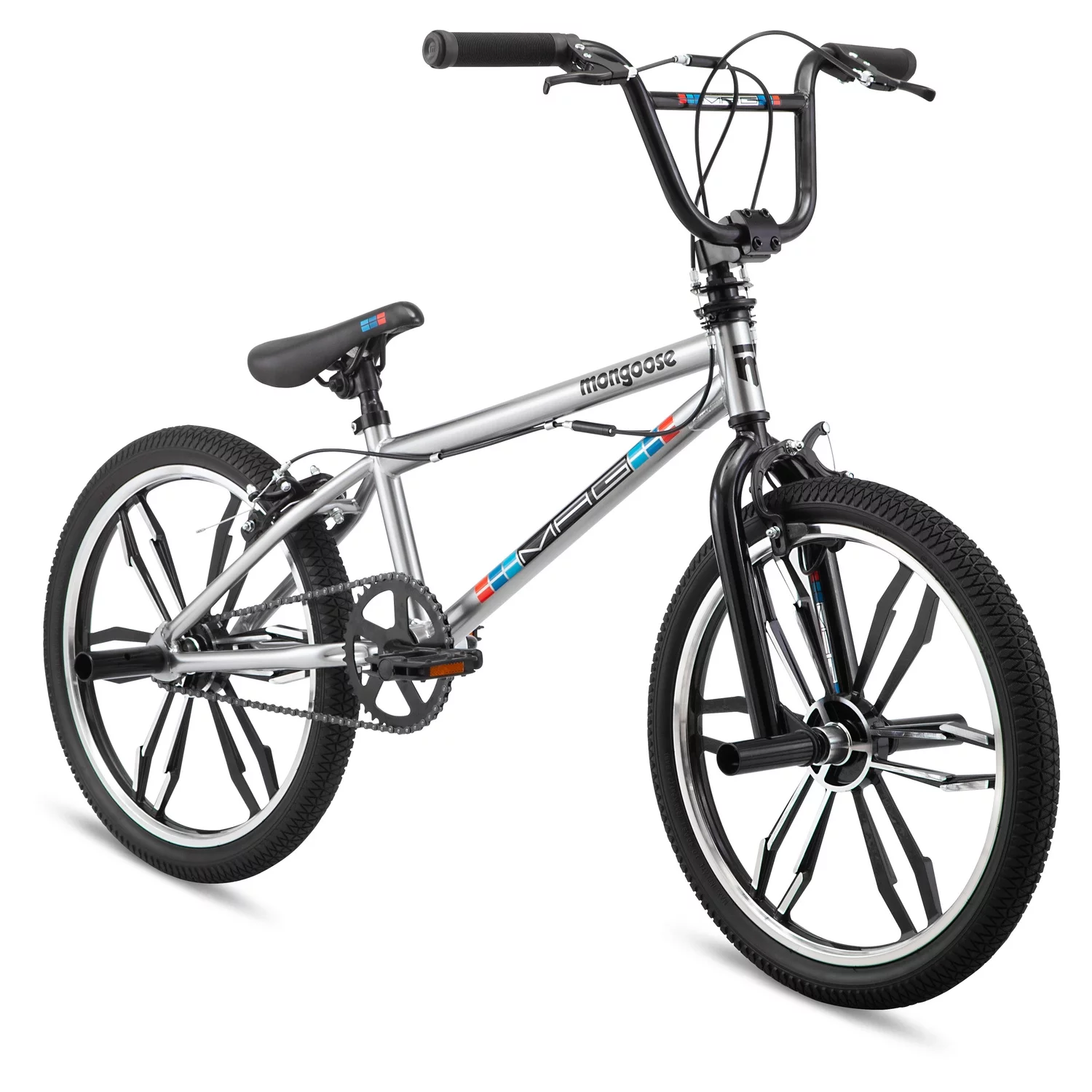 Mongoose Mongoose Grid Mag BMX Freestyle Bike, 20-Inch Wheels, Single Speed, Silver