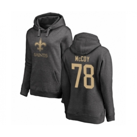 Football Women's New Orleans Saints #78 Erik McCoy Ash One Color Pullover Hoodie