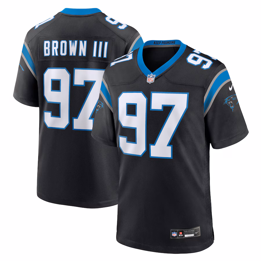 Men's Carolina Panthers Bobby Brown III Nike Black Team Game Jersey