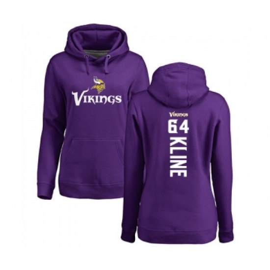Football Women's Minnesota Vikings #64 Josh Kline Purple Backer Pullover Hoodie