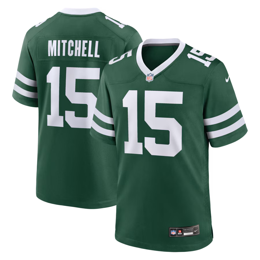 Men's New York Jets Adonai Mitchell Nike Legacy Green Team Game Jersey