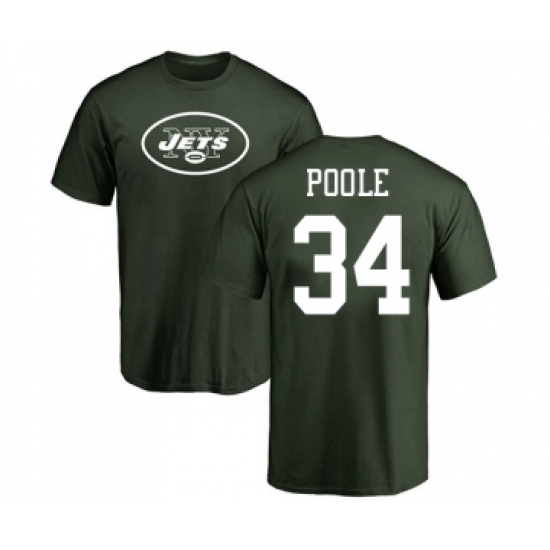Football New York Jets #34 Brian Poole Green Name & Number Logo T-Shirt