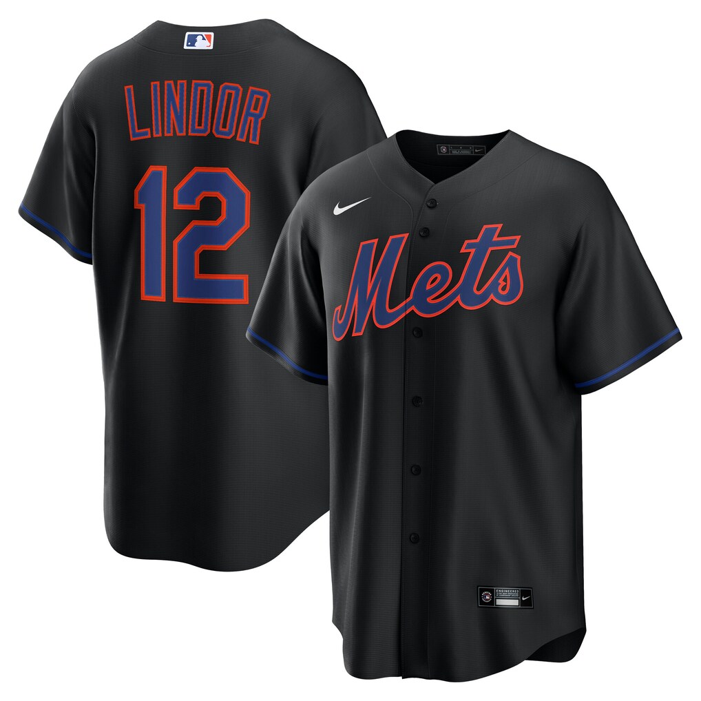 Men's  New York Mets Francisco Lindor Nike Black Alternate Replica Jersey