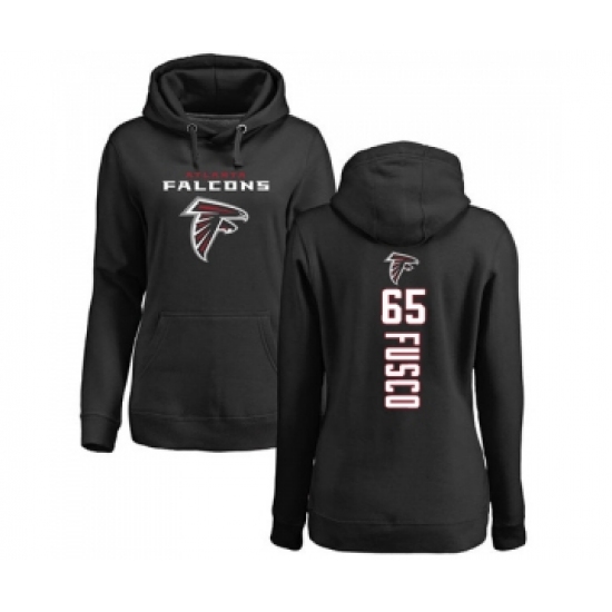 Football Women's Atlanta Falcons #65 Brandon Fusco Black Backer Pullover Hoodie