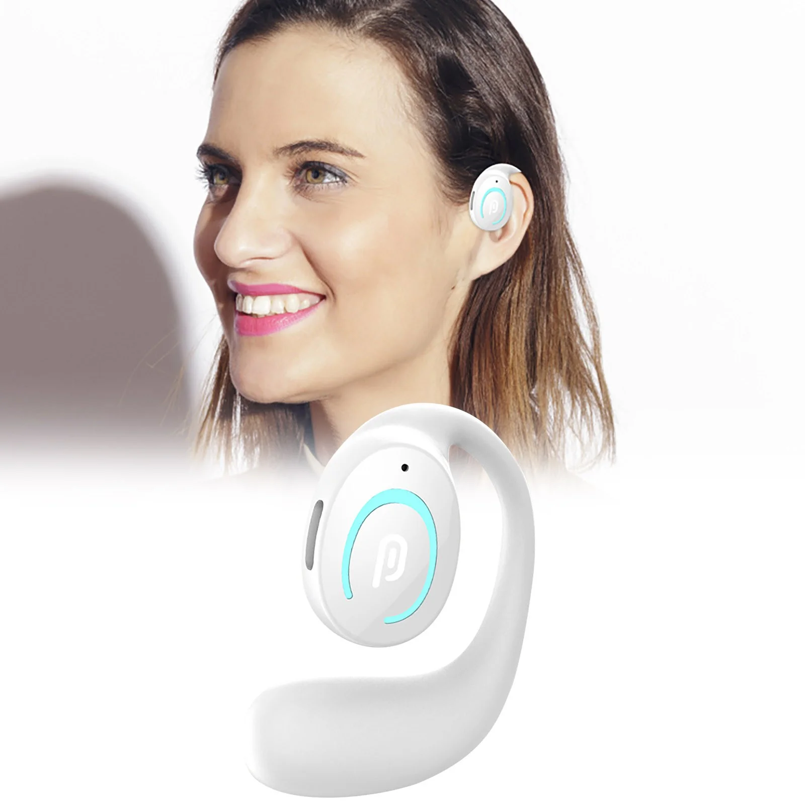 YHAIOGS Bluetooth Earpiece for Cell Phone K 9 Headset New Single Ear OWS Upgrade Wireless Earpiece Type External Stereo Conduction Breathing Lamp Call Function Unilateral Hands Earpiece - Curated Treasures Market