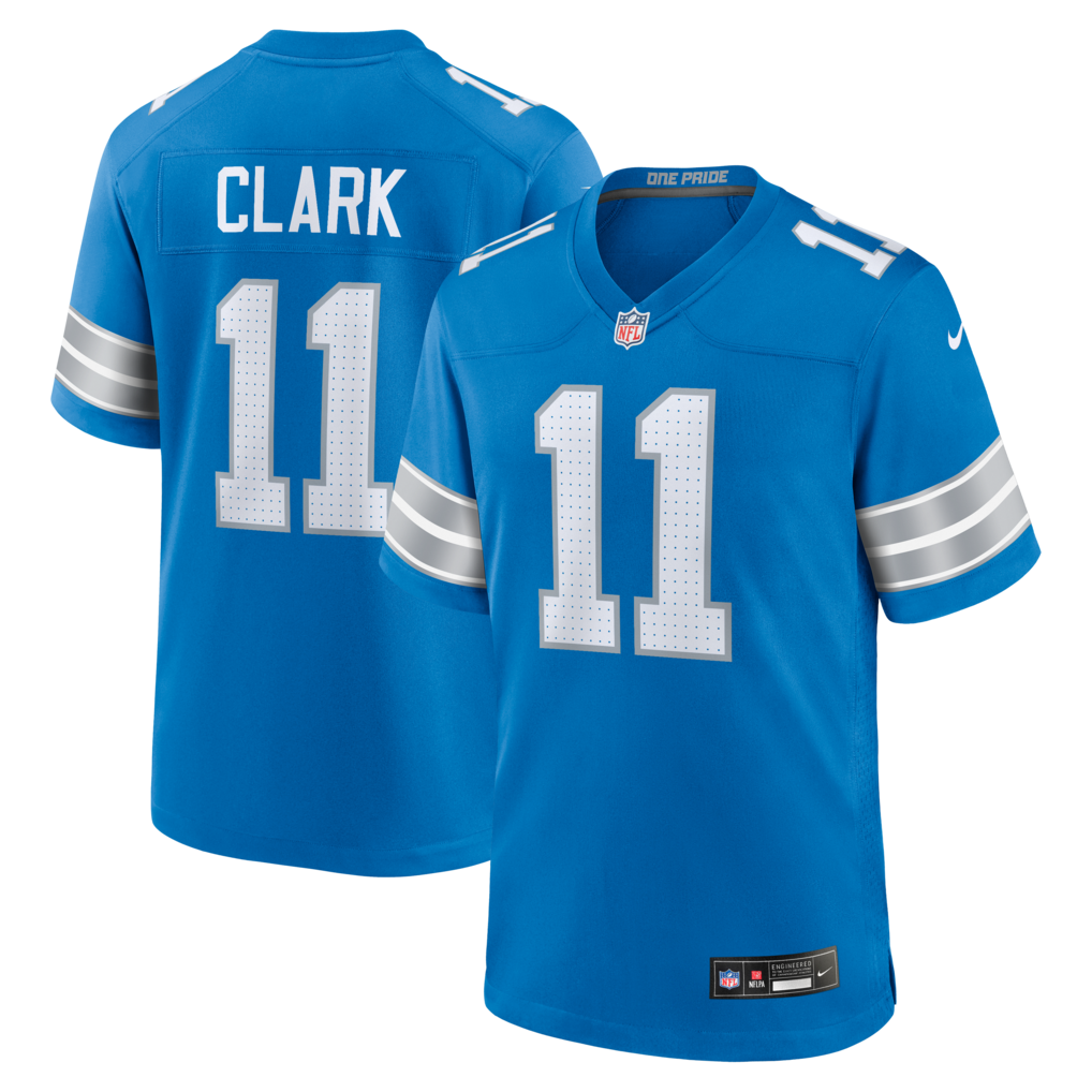 Men's Detroit Lions Damone Clark Nike Blue Team Game Jersey