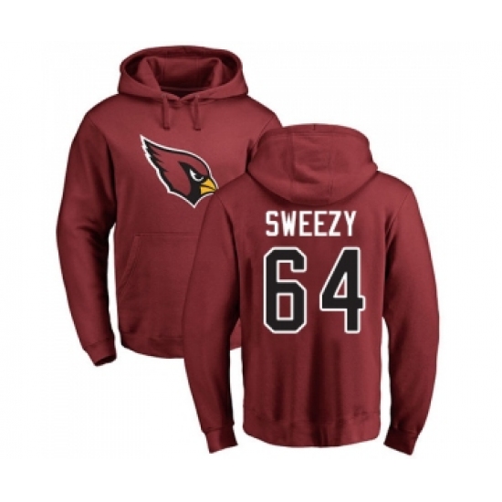 Football Arizona Cardinals #64 J.R. Sweezy Maroon Name & Number Logo Pullover Hoodie