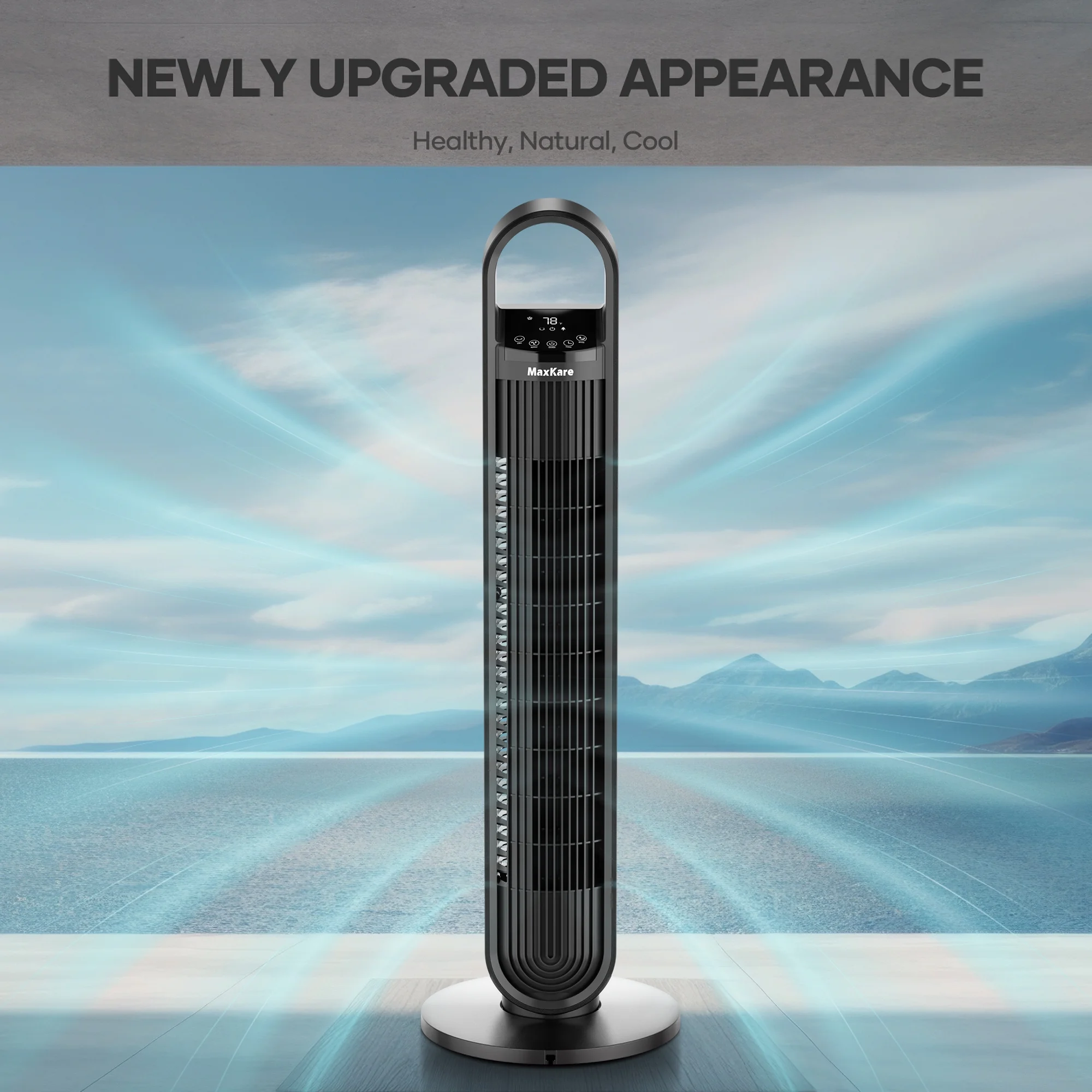 MaxKare 36in Tower Fan Quiet Cooling Fan with 75�� Oscillation, Remote Control, 3 Speeds & 3 Modes & Timer - Metal Gray