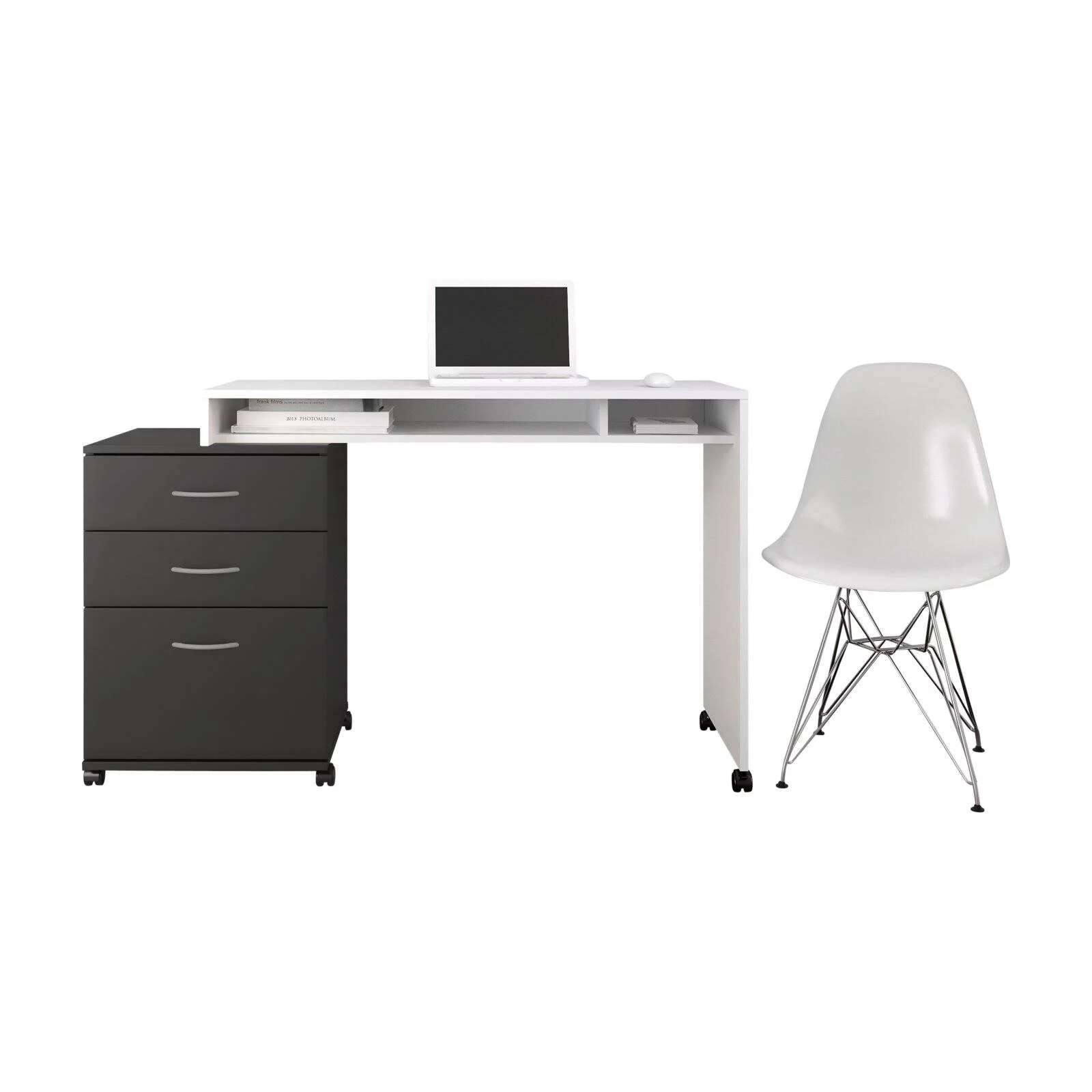 Essentials 2 Piece Home Office Set White and Black - Curated Treasures Market