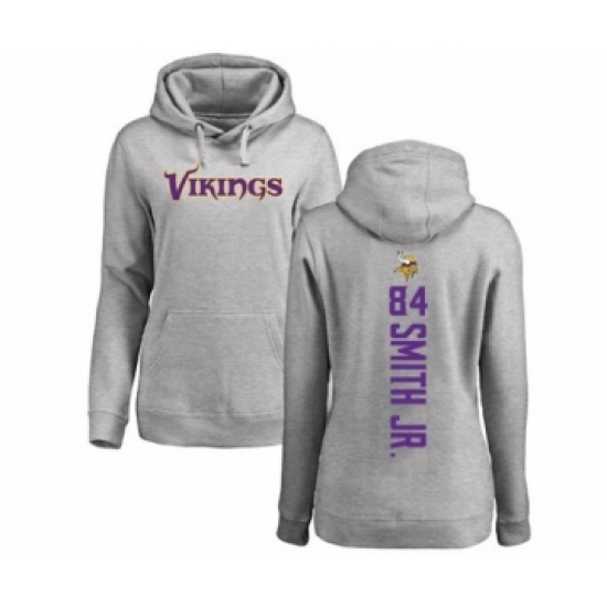 Football Women's Minnesota Vikings #84 Irv Smith Jr. Ash Backer Pullover Hoodie