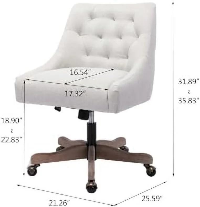 TJCGDTY Comfy Home Office Chair with Curved Backrest  Modern Leisure Adjustable Lift Desk Chair with Solid Wood Base  Swivel Accent Armless Chair for Vanity  Living Room  Bedroom  Dorm  B - Curated Treasures Market