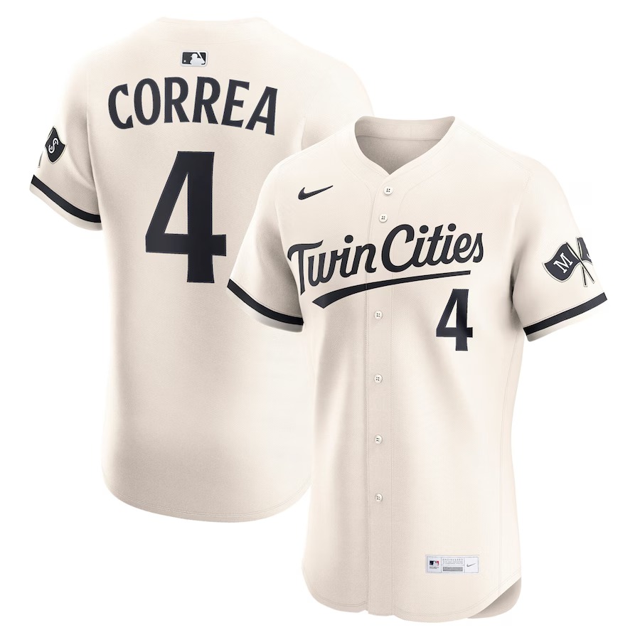 Men's Minnesota Twins Carlos Correa Nike Cream Alternate Elite Player Jersey