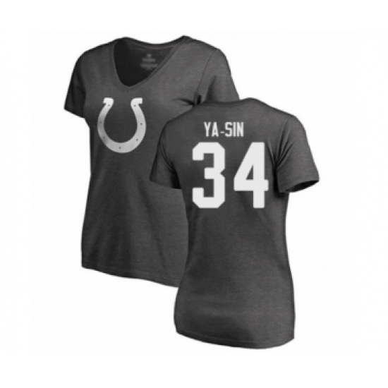 Football Women's Indianapolis Colts #34 Rock Ya-Sin Ash One Color T-Shirt