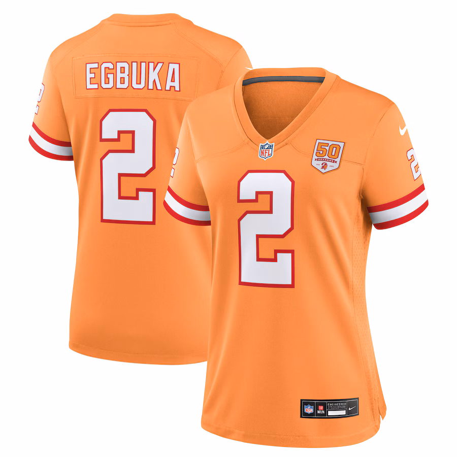 Women's Tampa Bay Buccaneers Emeka Egbuka Nike Creamsicle Alternate 2 50th Season Game Jersey