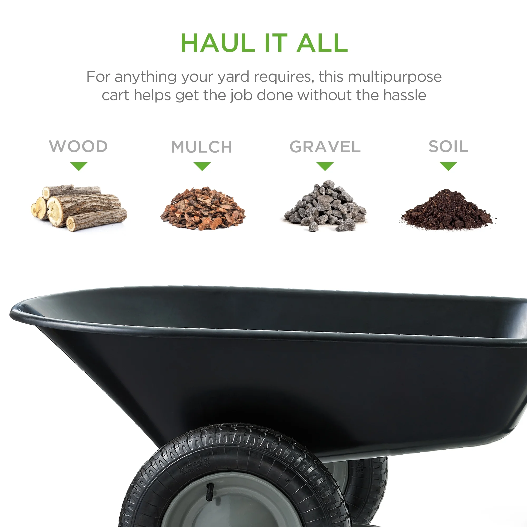 Best Choice Products Dual-Wheel Home Wheelbarrow Yard Garden Cart for Lawn, Construction - Black - Curated Treasures Market