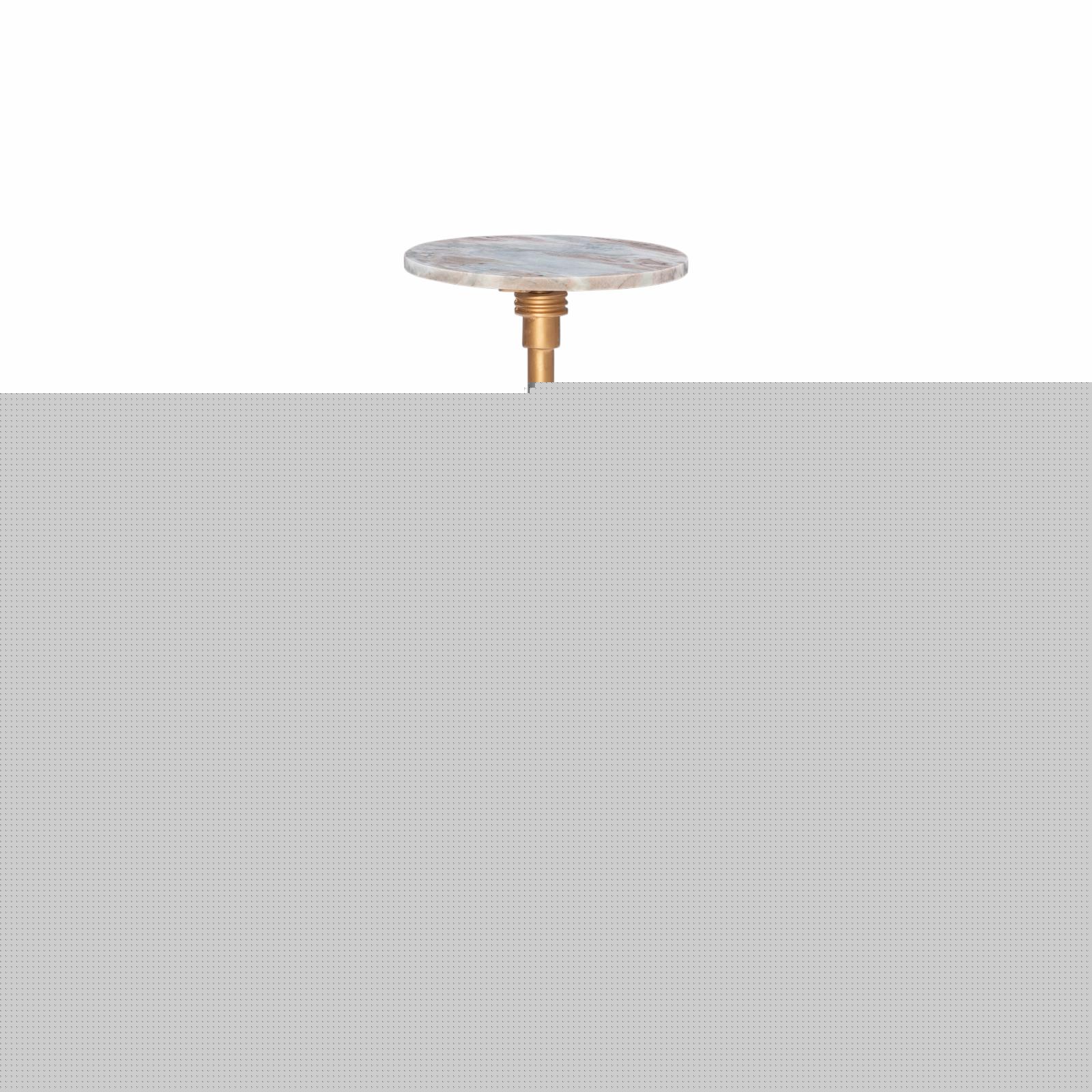 Powell Amyn Round Adjustable Height Drink Table - Gold with Sandy Marble Top - Curated Treasures Market