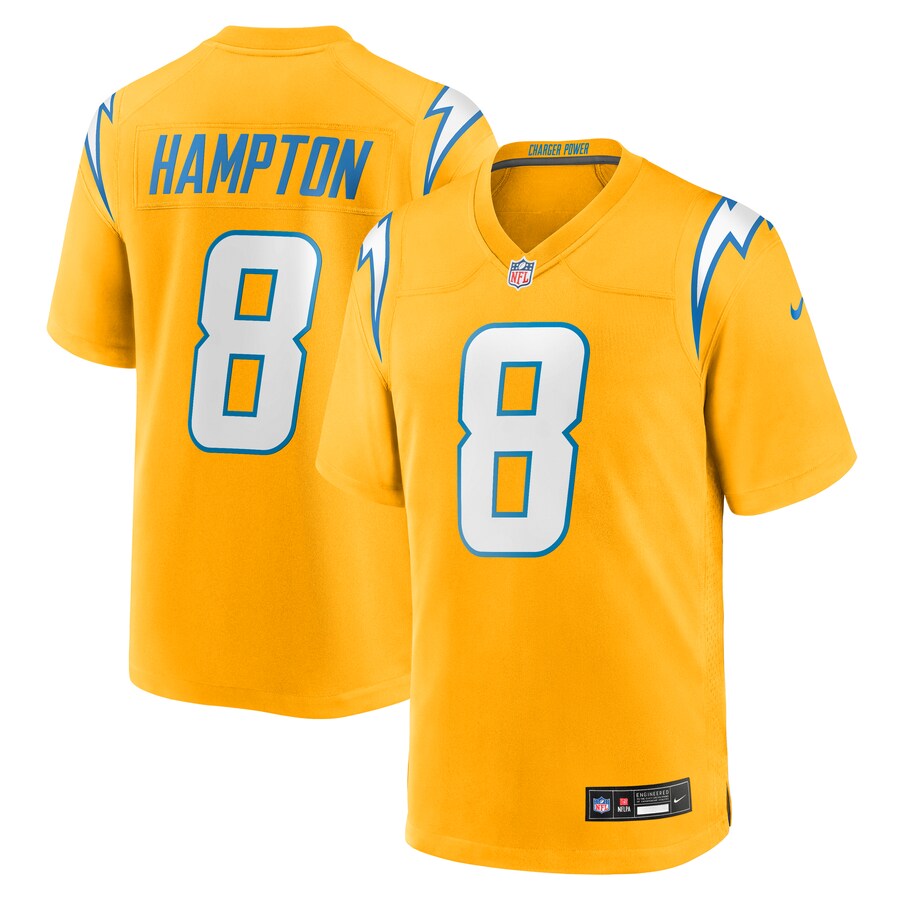 Men's Los Angeles Chargers Omarion Hampton Nike Gold Alternate Charger Power Game Player Jersey