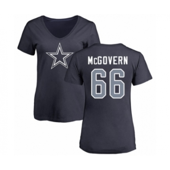 Football Dallas Cowboys #66 Connor McGovern Ash Name & Number Logo T-Shirt