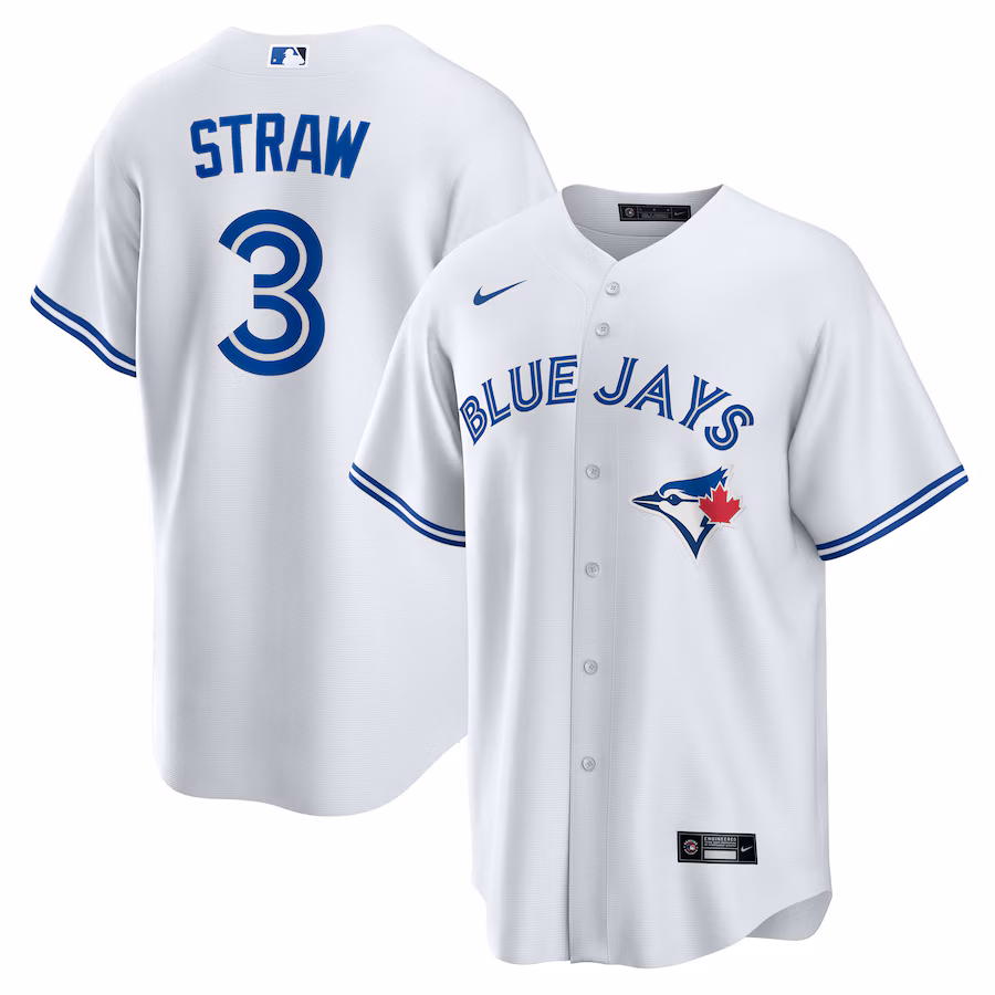 Men's Toronto Blue Jays Myles Straw Nike White Home Replica Jersey