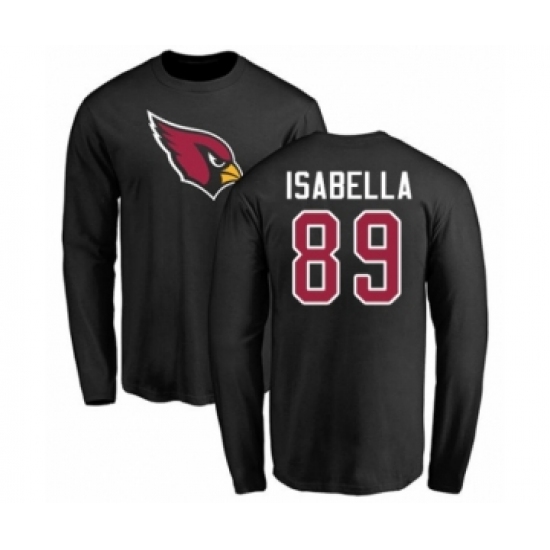 Football Arizona Cardinals #89 Andy Isabella Black Name & Number Logo Long Sleeve T-Shirt