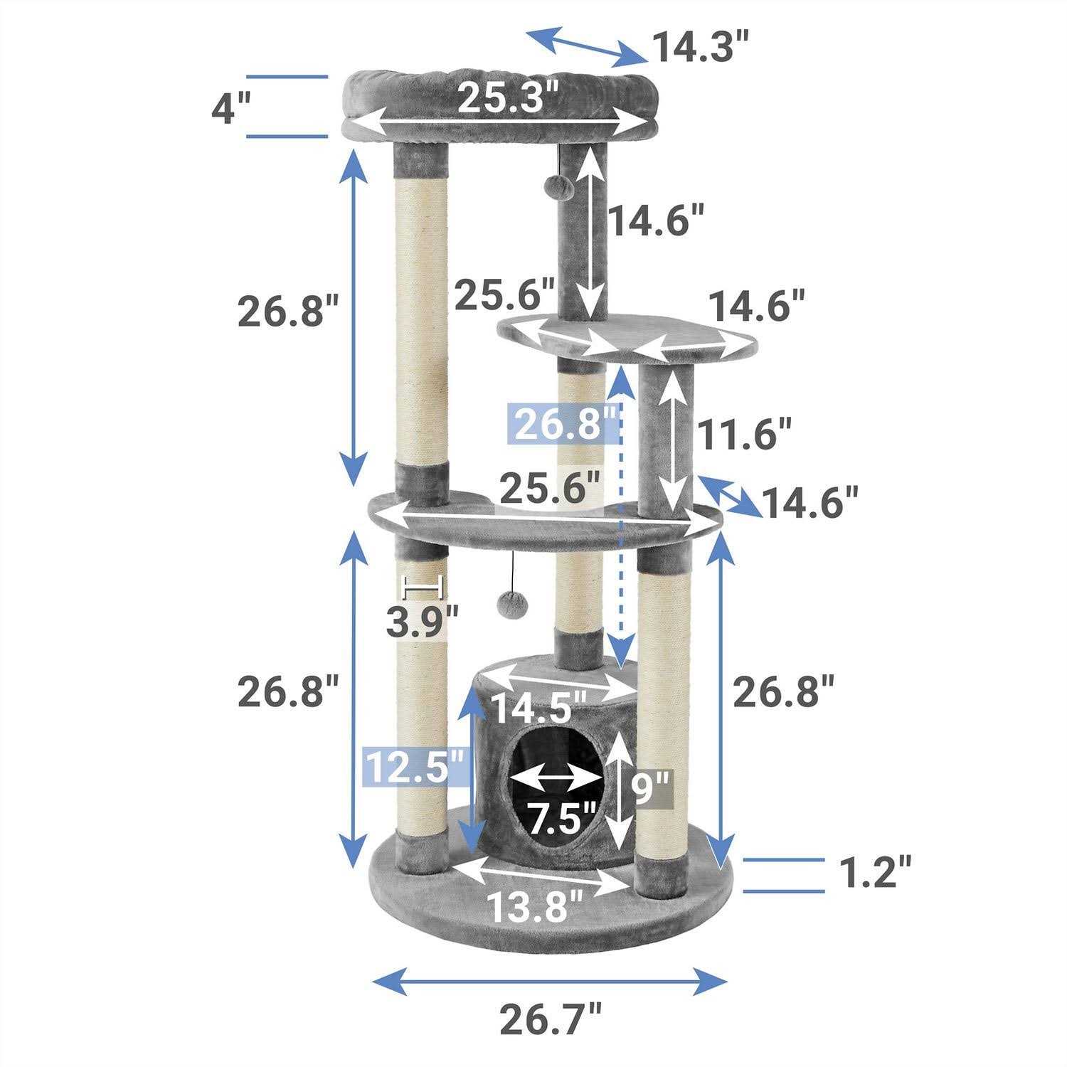 Frisco 59.5-in Heavy Duty Faux Fur Cat Tree Condo