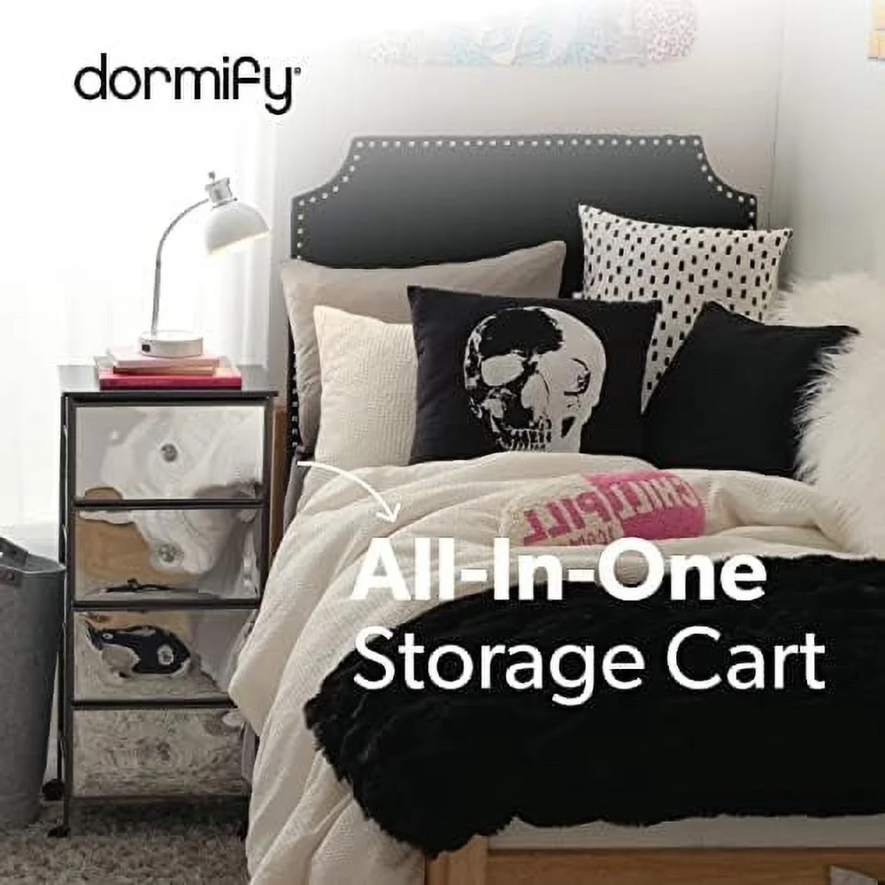 STVBCN Narrow 3-Drawer Cart on Wheels | Rolling Table with Wheels |  Drawers | Organizer | Nightstand | Dresser for Closet | White |  for Small Spaces | Bedroom & Dorm Room Essential - Curated Treasures Market