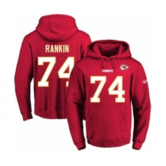 Football Men's Kansas City Chiefs #74 Martinas Rankin Red Name & Number Pullover Hoodie