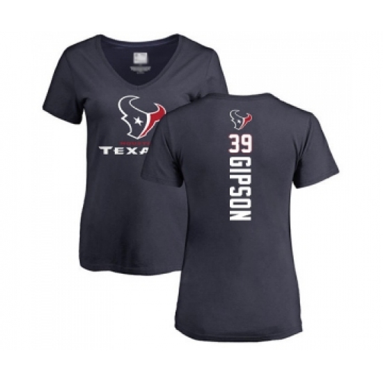 Football Women's Houston Texans #39 Tashaun Gipson Navy Blue Backer T-Shirt