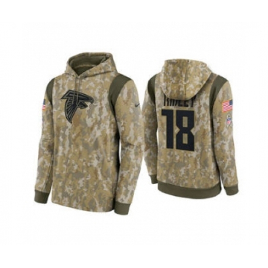Men's Atlanta Falcons #18 Calvin Ridley Camo 2021 Salute To Service Therma Performance Pullover Football Hoodie
