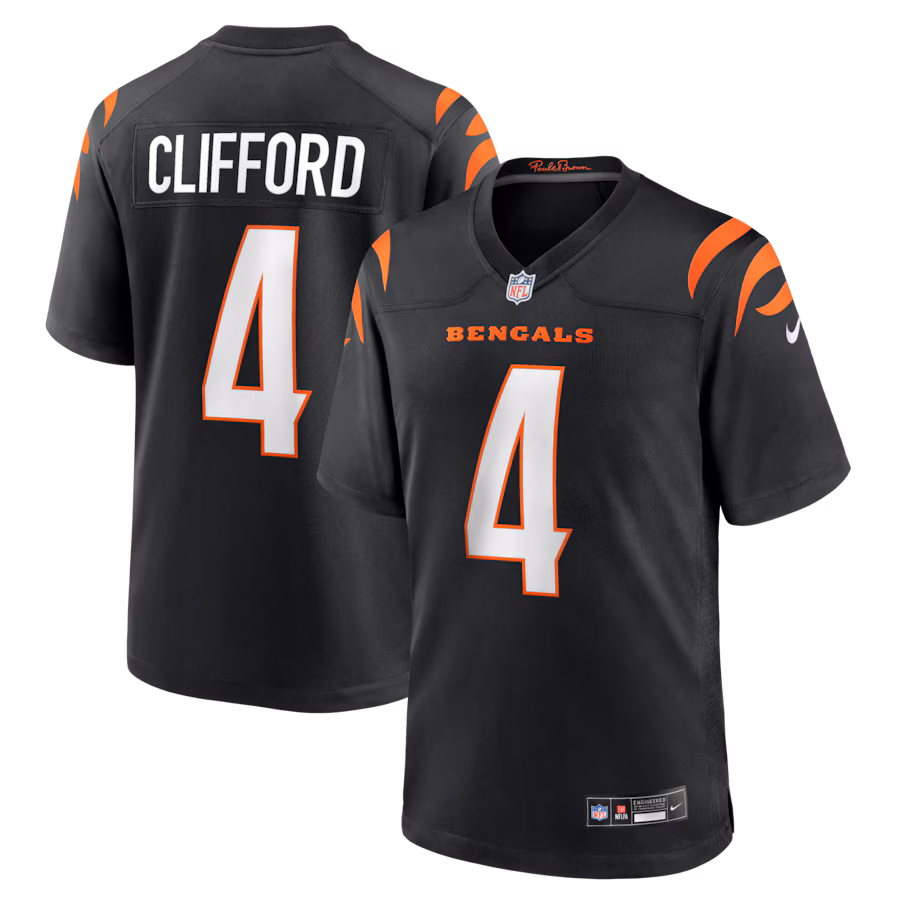 Men's Cincinnati Bengals Sean Clifford Nike Black Team Game Jersey