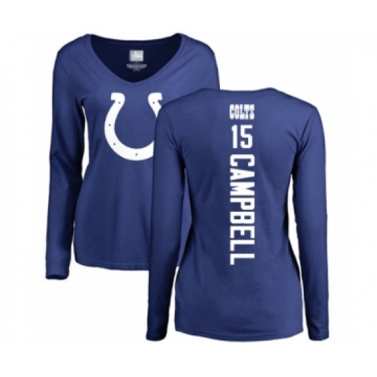 Football Women's Indianapolis Colts #15 Parris Campbell Royal Blue Backer Long Sleeve T-Shirt