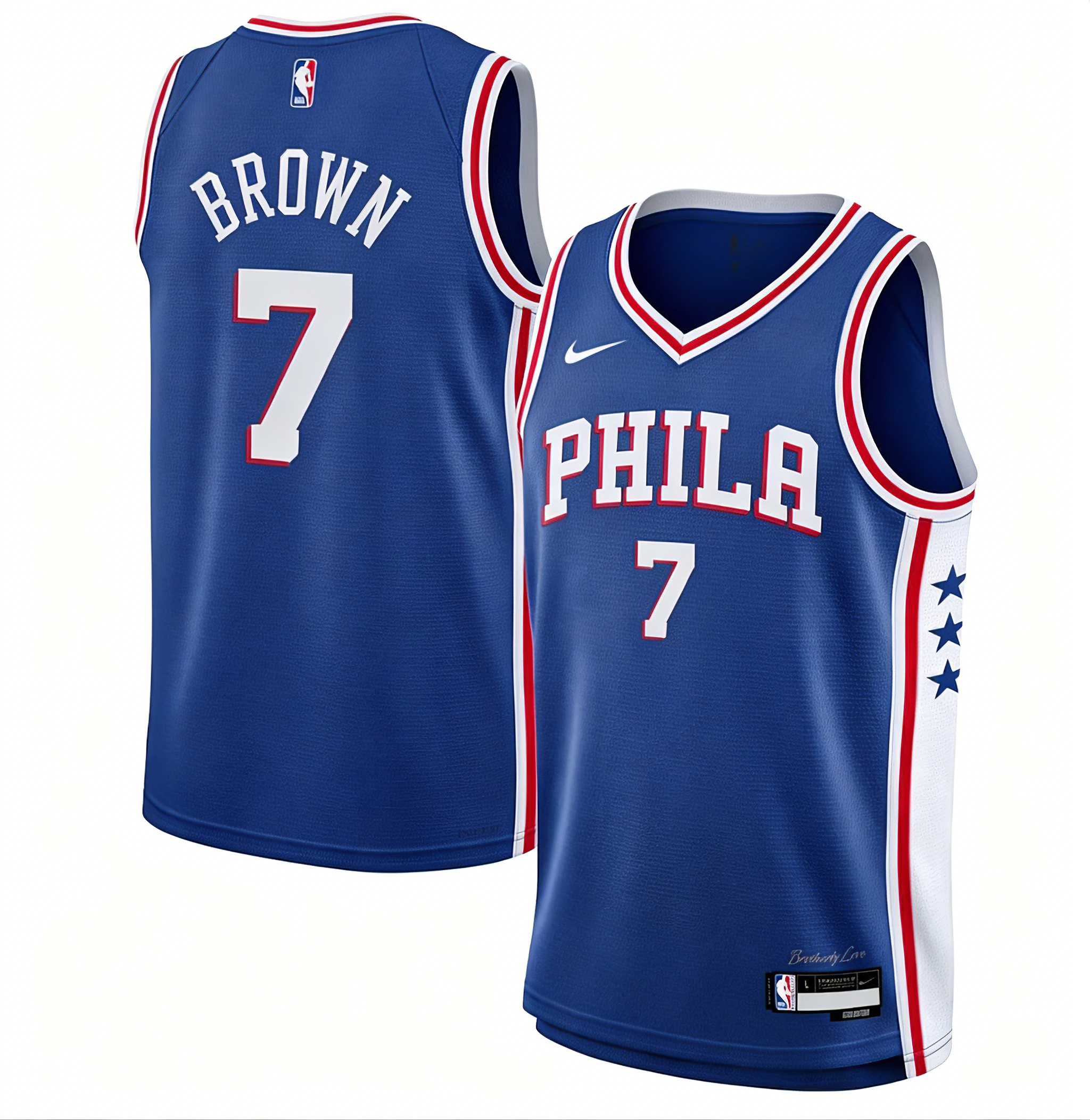 Men's Philadelphia 76ers Jaylen Brown Nike Blue Swingman Jersey - Association Edition
