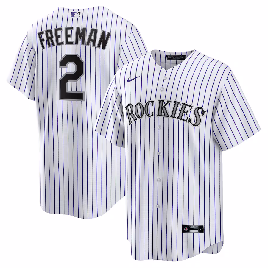 Youth Colorado Rockies Tyler Freeman Nike White Home Replica Jersey