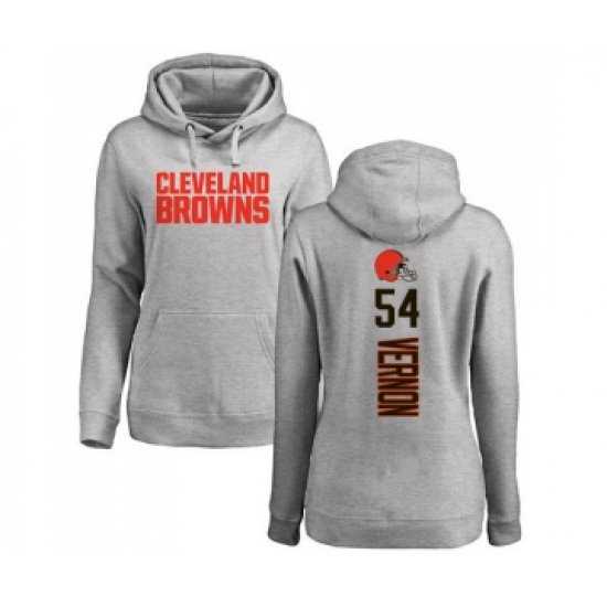 Football Women's Cleveland Browns #54 Olivier Vernon Ash Backer Pullover Hoodie