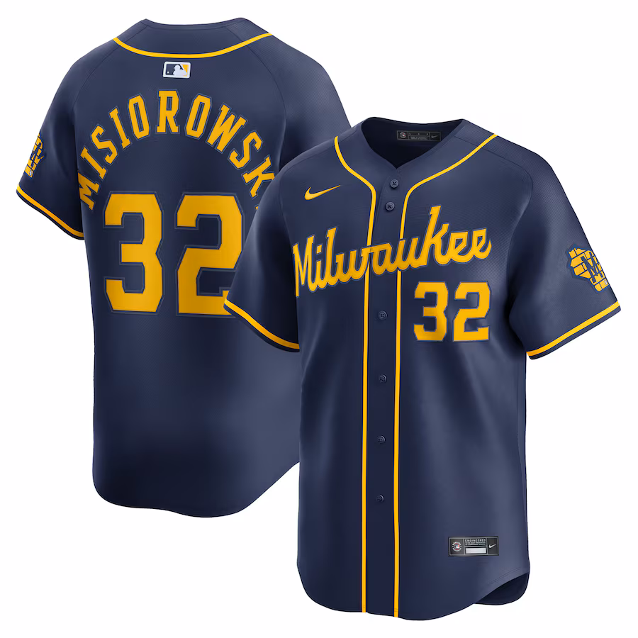 Men's Milwaukee Brewers Jacob Misiorowski Nike Navy Alternate Limited Jersey