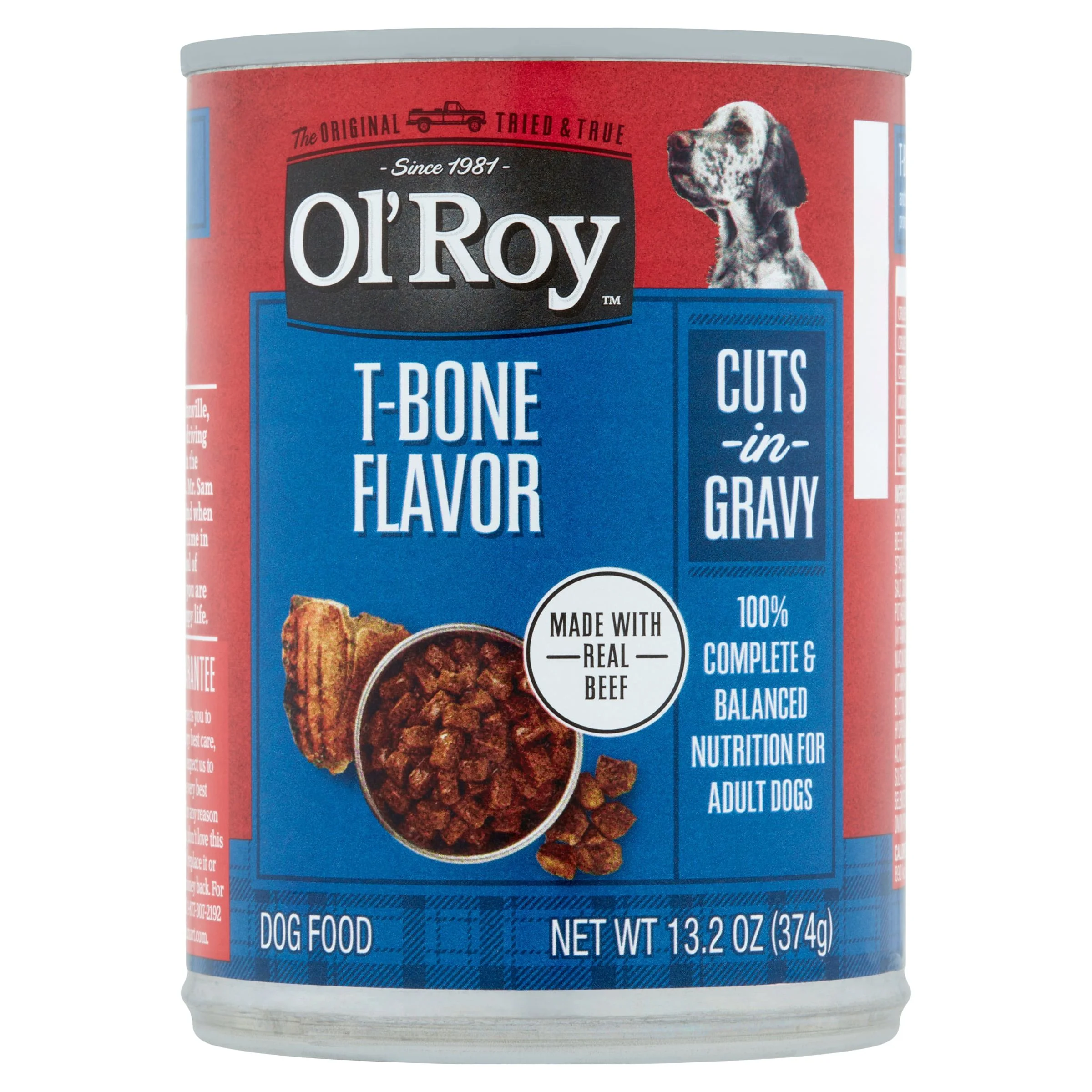 (6 pack) Ol' Roy T-Bone Flavor Cuts in Gravy Wet Dog Food, 13.2 oz Can - Curated Treasures Market
