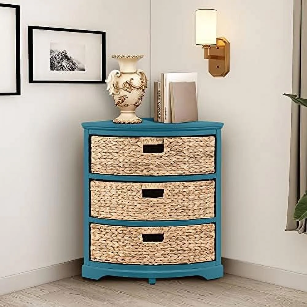 SQTRFCV Hampton Meadows 3 Tier X-Side End  Cabinet with 6 Wicker Baskets  Walnut - Curated Treasures Market