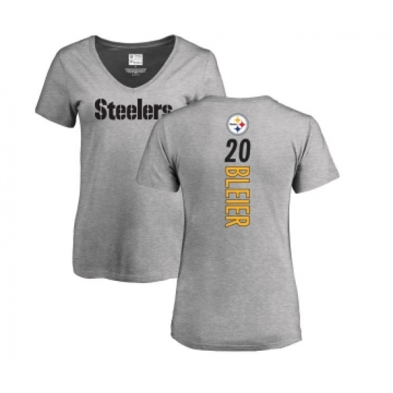 Football Women's Pittsburgh Steelers #20 Rocky Bleier Ash Backer V-Neck T-Shirt