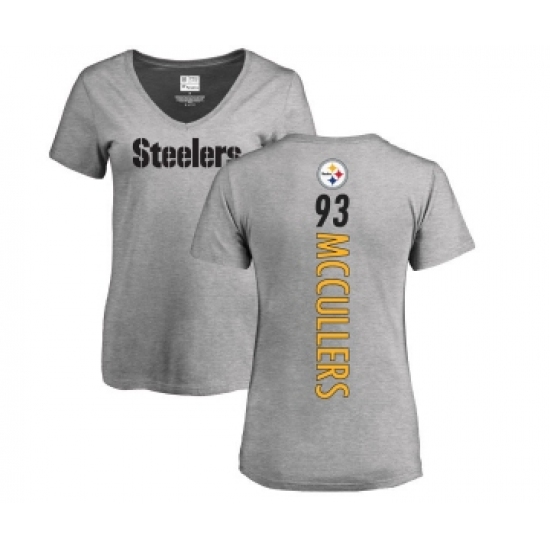 Football Women's Pittsburgh Steelers #93 Dan McCullers Ash Backer V-Neck T-Shirt