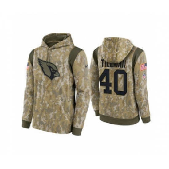 Men's Arizona Cardinals #40 Pat Tillman Camo 2021 Salute To Service Therma Performance Pullover Football Hoodie