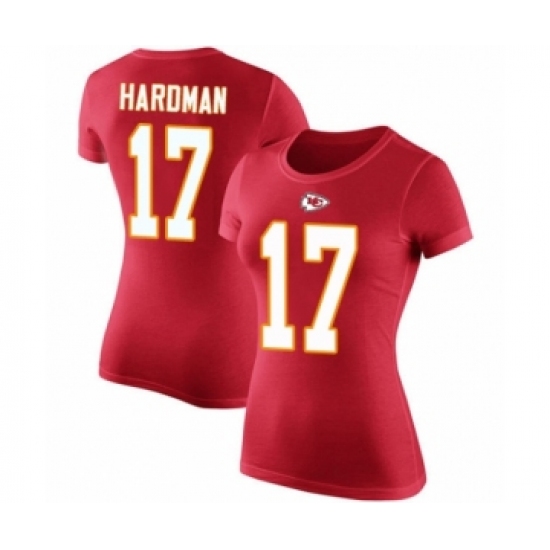Football Women's Kansas City Chiefs #17 Mecole Hardman Red Rush Pride Name & Number T-Shirt