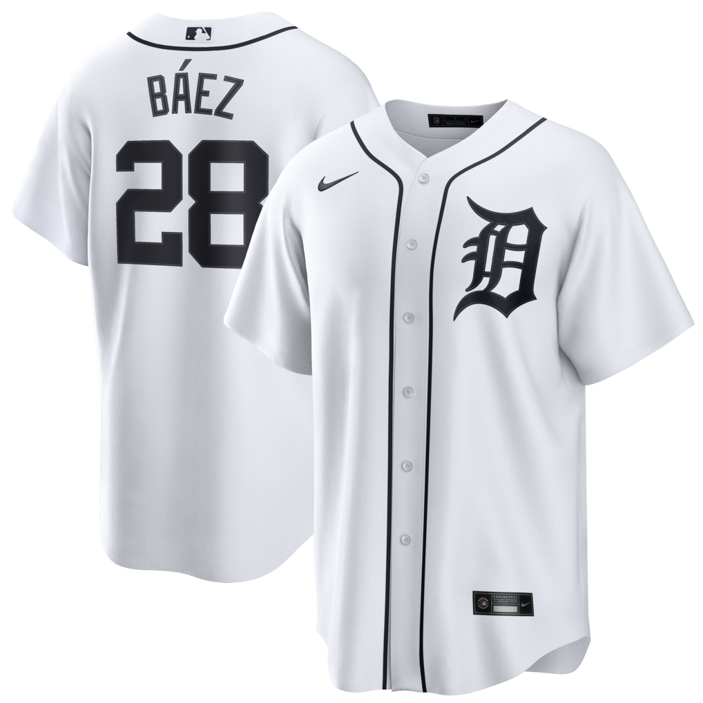 Men's  Detroit Tigers Javier Báez Nike White Home Replica Jersey