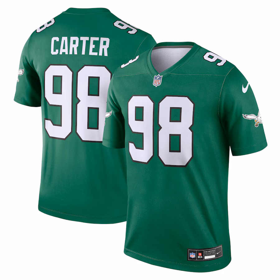 Men's Philadelphia Eagles Jalen Carter Nike Kelly Green Legend Player Performance Top