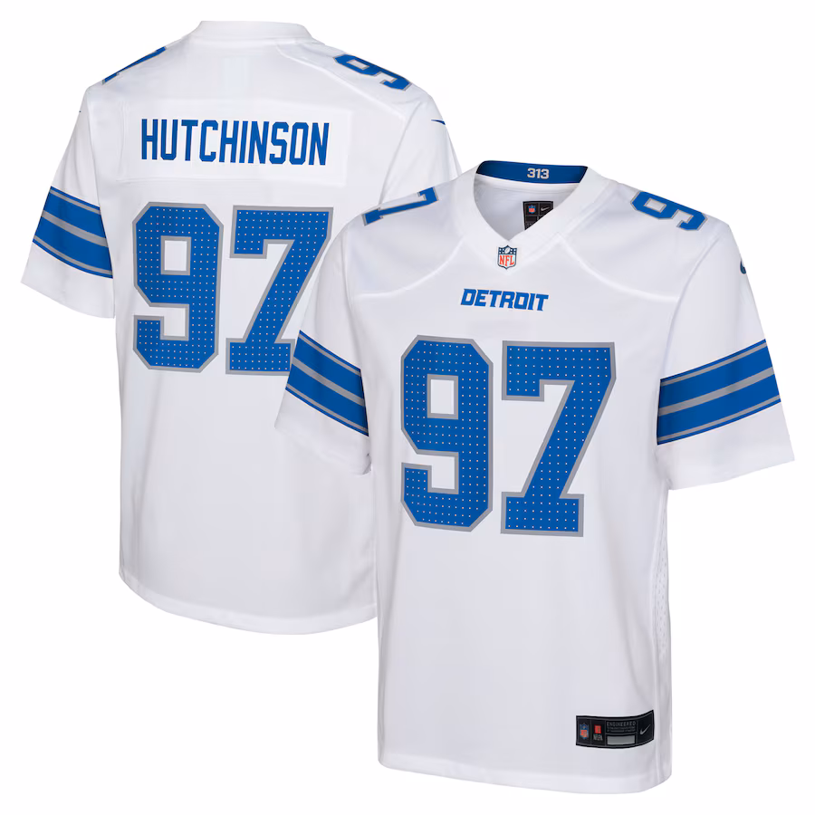 Youth Detroit Lions Aidan Hutchinson Nike White Game Jersey